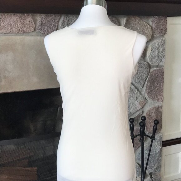 'D. Exterior' Black/Gray Flower Design on Cream Tank Top - Size XL - Picture 2 of 4